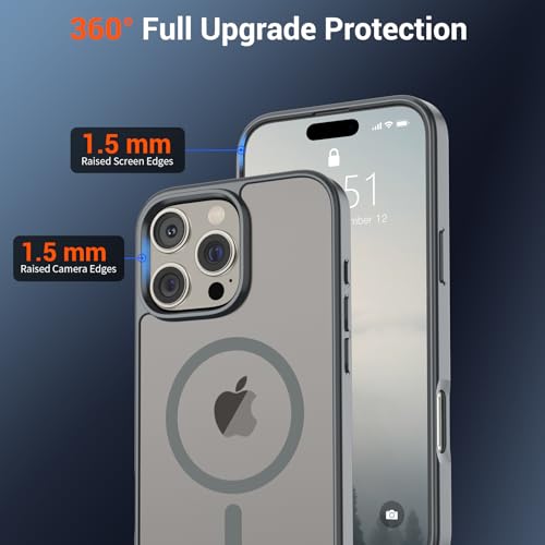 Image of SUPFINE Magnetic for iPhone 16 Pro Max Case (Compatible with MagSafe) (Military Grade Drop Protection) Slim Translucent Matte Shockproof with Anti-Fingerprint Phone Case,Gray