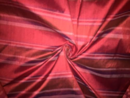 Tissu soie dupion rayures rouges 137 cm pour structurer une robe de cérémonie