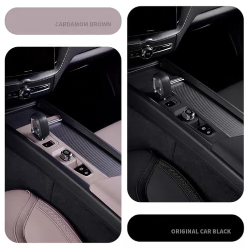 Image of Silicone Material Cup Holder Coaster for Volvo 2026 XC60 Center Console Gear Shift Protector, Automotive Accessories (2026 XC60 Centre Console Pad - Black)