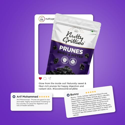 Image of Nutty Gritties California Pitted Prunes - Dried Fruit Plums, 200g