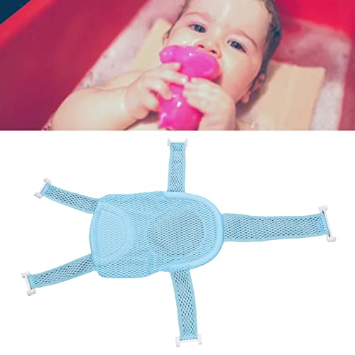 Image of Bath Seat Support Net, Five Corner Skid Proof Universal Breathable Mesh Soft Headrest Baby Bath Net for Infant (Blue)