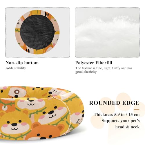 Lit pour chien et chat de petite taille anti-stress couleur jaune