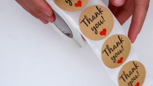 Watch Hybsk 1.5" Inch Round Kraft Paper Thank You with Red Heart ...