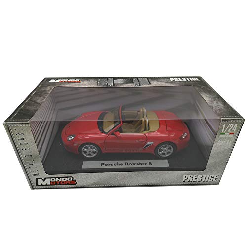 Mondo Motors Modellino Auto Porsche BOXTER S Scala 1:24, modellino Miniatura Auto Porsche Boxter S 1a24, modellino in Scala 1/24 Porsche Boxter S Rossa, modellino da Collezione Porsche Boxter S Rosso