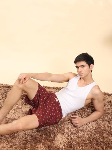 Image of B STORIES Bstories Men's Cotton Printed Boxer Shorts | Soft & Breathable Woven Cotton | Elastic Waist | Regular Fit | Comfortable Lounge & Sleepwear