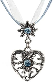Traditional Oktoberfest chain Edelstrass - Heart & Edelweiss with shiny rhinestones - perfect for Dirndl, Lederhosen and traditional blouse