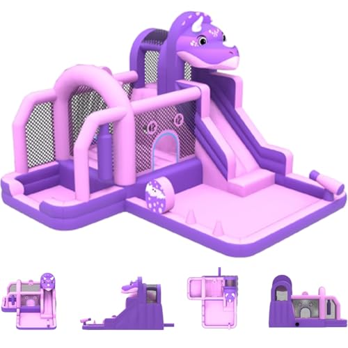 Bouncy Castle Inflatable Bounce House with Slide, Ball Pit and Large Play Area, Oxford Cloth Inflatable Trampoline with Blower, Kids Indoor Outdoor 375L x 380W x 250H cm, Purple - Image 7