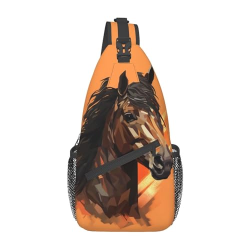 Sac à dos voyage noir imprimé cheval pour randonnée pédestre et loisirs