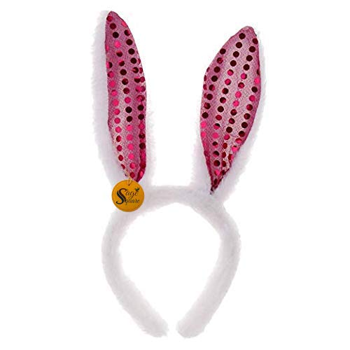Sage Square Ultra Soft Rabbit Bunny Sparkle Headband Costume Accessory for Girls (Pink)