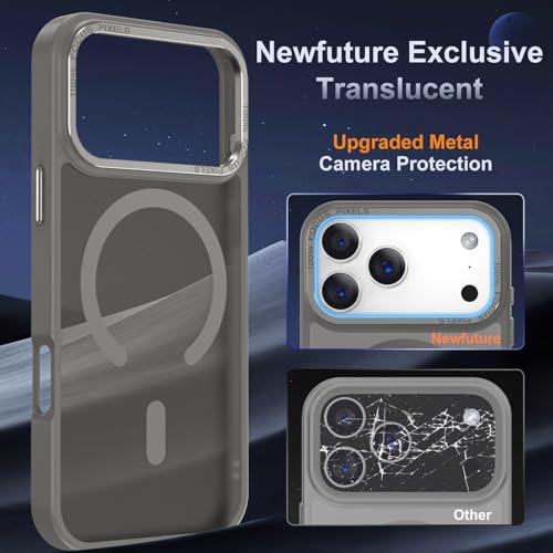 Newfuture Magnetic for iPhone 17 Pro Case [Compatible with Magsafe] [Military Grade Drop Protection] Translucent Matte Anti-Scratch Shockproof Protective Phone Cover 6.3 Inch, Titanium Gray — view 4