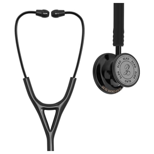 ELKO EL-190 Black edition CROSS III SS stainless steel dual head acoustic stethoscope | Adult & Pediatric Stethocope with Double-sided Black Chestpiece | Two-Way PVC Tubing | Doctors & Medical Students (Black)