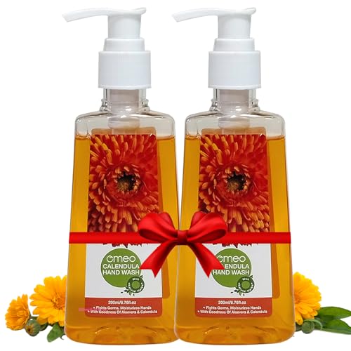 Image of Omeo Calendula Handwash Liquid Refill Pack Pouch 200ml Pack of 2 for Germs Free, Soft & Moisturized Hand with Aloe Vera & Calendula | Tough on Germs & Dirt | Hand Wash Safe for All Types Skin, Daily Use