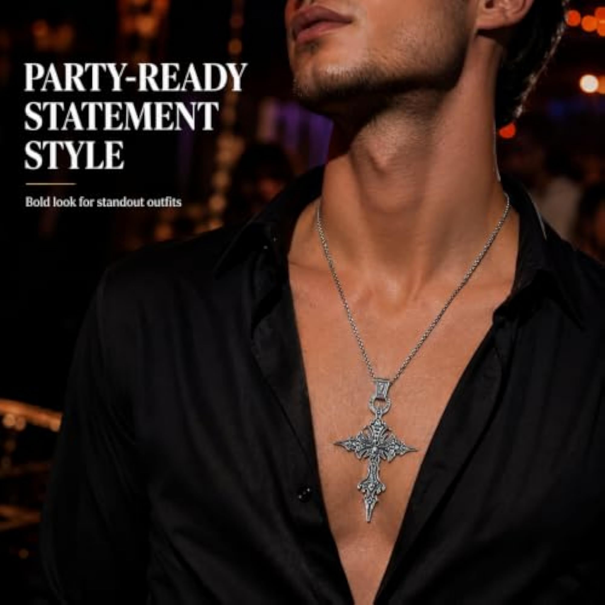 Gothic Cross Skull Pendant Necklace for Unisex