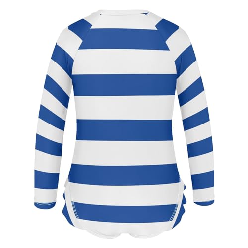 Image of CaTaKu Girls Rash Guard Swimsuit Long Sleeve One Piece Bathing Suit UPF 50+ Toddler Kids Zipper Ruffle Swimwear 3-12Y
