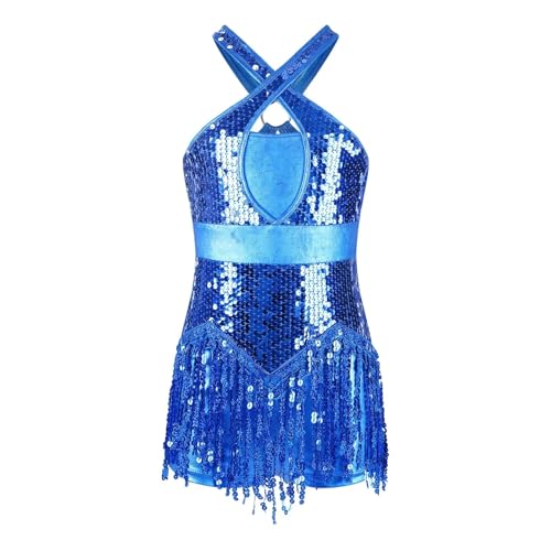 Robe de danse latine à franges et paillettes scintillantes pour salsa et tango