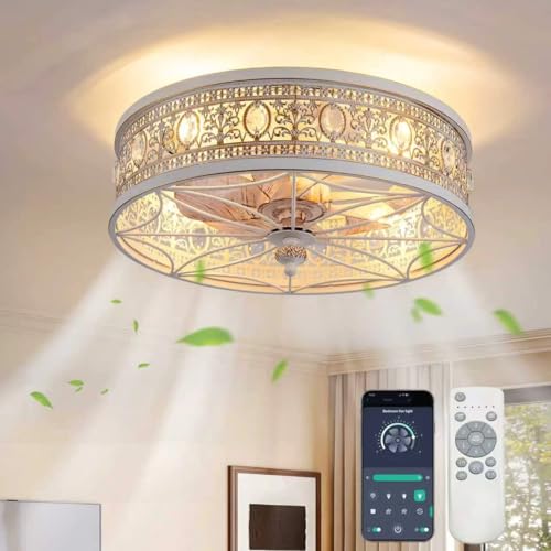 XINGSIYUELYX French Country Shabby Chic Crystal Fandelier, Cottage Flush Mount