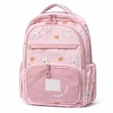 Mochila Infantil Escolar Estampada com Zíper Duplo – Leve, Espaçosa e Confortável – 5 Cores (Rosa)