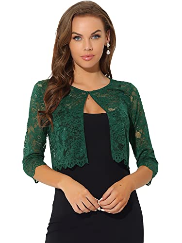Bolero de encaje floral romántico torera transparente Allegra K