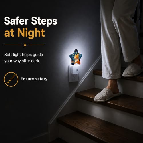 Image of Star Night Light Plug in, Starry Sky Cat Dusk to Dawn Sensor Night Light, Soft Glow Lamp for Kids Bedroom Nursery Hallway Bathroom, Energy Saving Compact Design