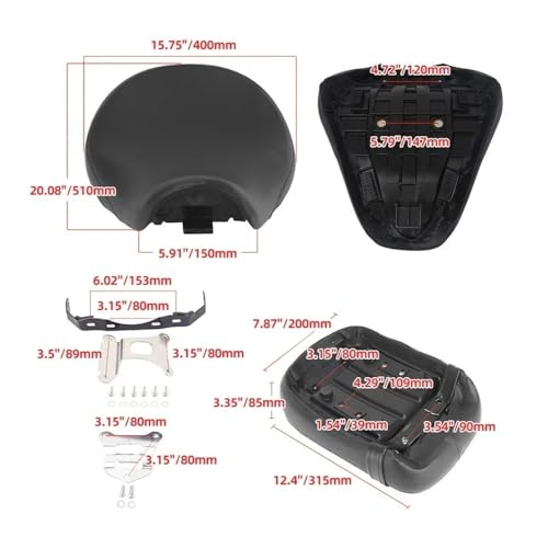 Asiento doble de conductor y pasajero acolchado para Shadow VT750 7