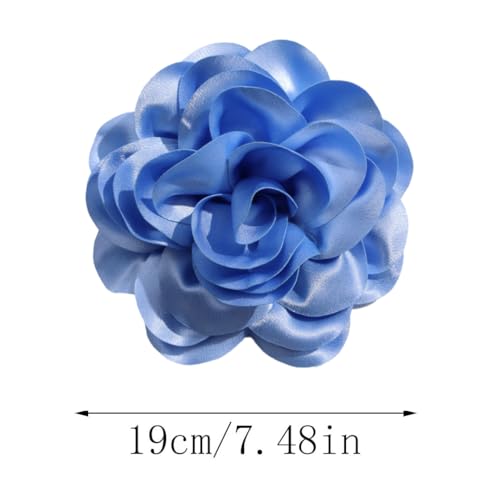 Image of Large Camellia Rose Flower Brooches Lapel Pins Dainty Satin Fabric Apparelpin Oversized Brooch Pin for Women Men Wedding Party Banquet Dress Dance Clothes Accessories