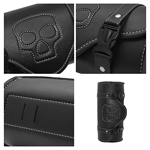 Evomosa Motorcycle Handlebar Bag,Pu Leather Small Tool Fork Bag,Universal Quick-Release Front Saddle Bag Storage Pouch With Adjustable Straps For Atv,Motorbike And Bike (Style A) #TOP6