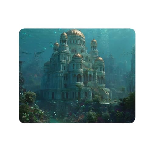 Vuiopuf Underwater Palace Print Crystal Velvet Floor Mat Soft Plush Cushion for Shower Sink Kitchen, Prevents Tripping