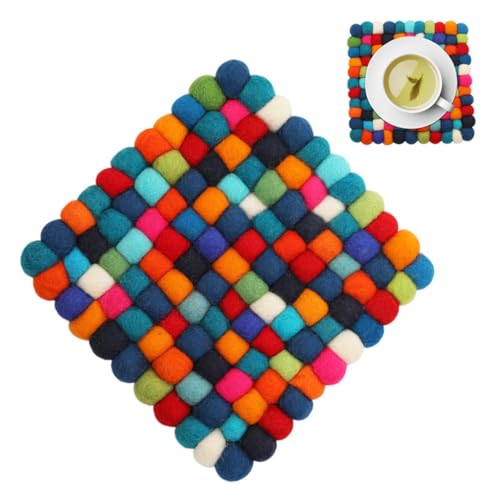 Salvamanteles de bolas de fieltro para mesas de madera y cenas 5