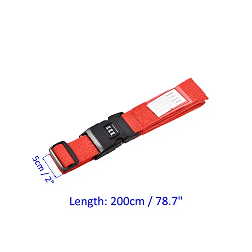 Image of M METERXITY 1 Pack Luggage Strap Suitcase Belt- Travel Combination Lock Adjustable PP Baggage Accessory with Buckle, Apply to Suitcase (79x2 Inch, Red)