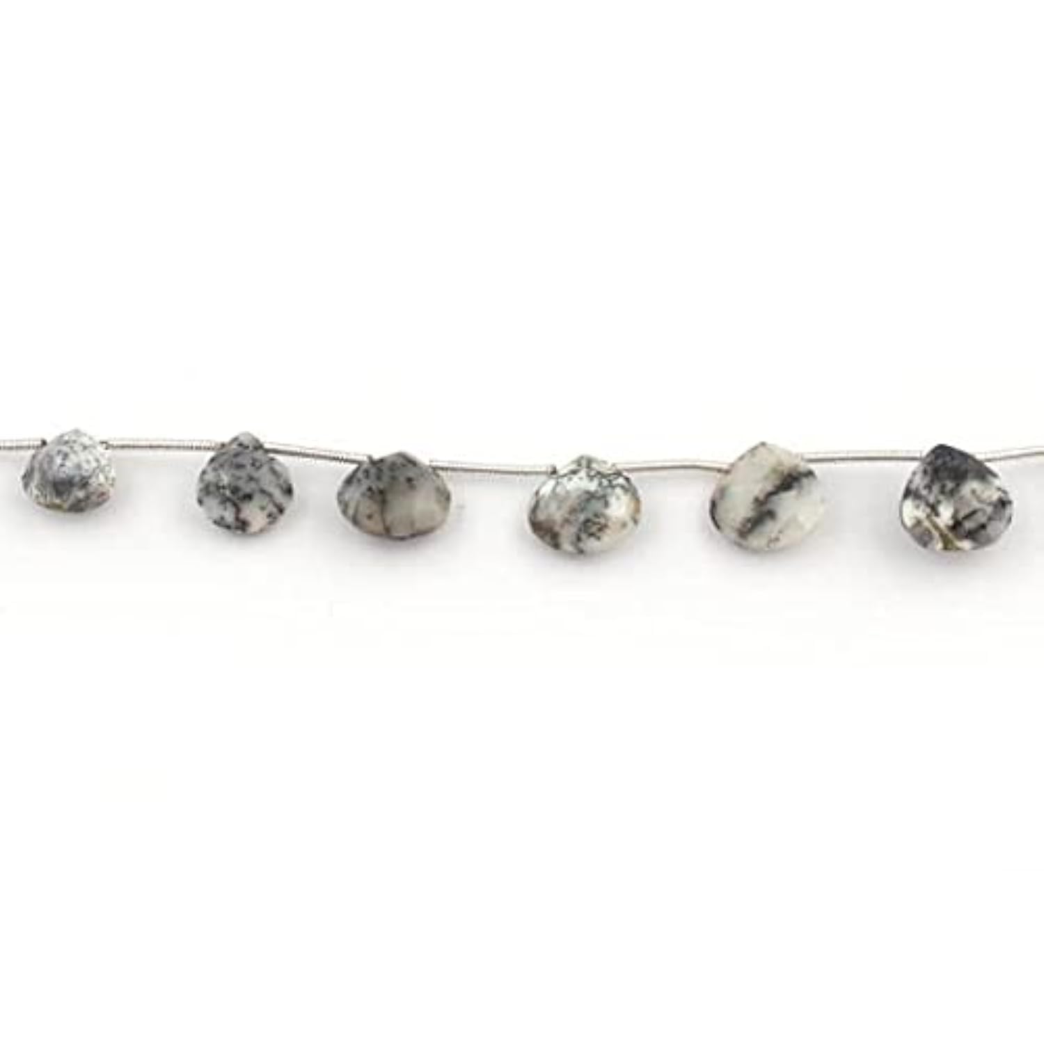 Cœur en opale dendritique facettée LKBEADS, idéal pour créer un bijou personnalisé à offrir