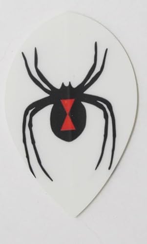 US Darts 5 Sets (15 Flights) Black Widow Pear Shape Dart Flights - 75 Micron - White Background