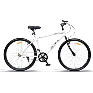 VECTOR 91 Freedom 26T White Single Speed Hybrid Cycle for Men, 18 Inches Steel Frame