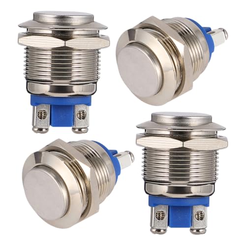 Interruptor metálico pulsador momentáneo de 4 piezas para control industrial y hogar