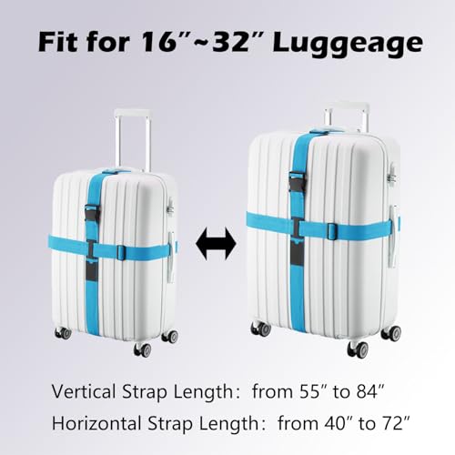 Image of Cross Luggage Straps for Suitcase Plus Luggage ID Slot Heavy Duty Adjustable