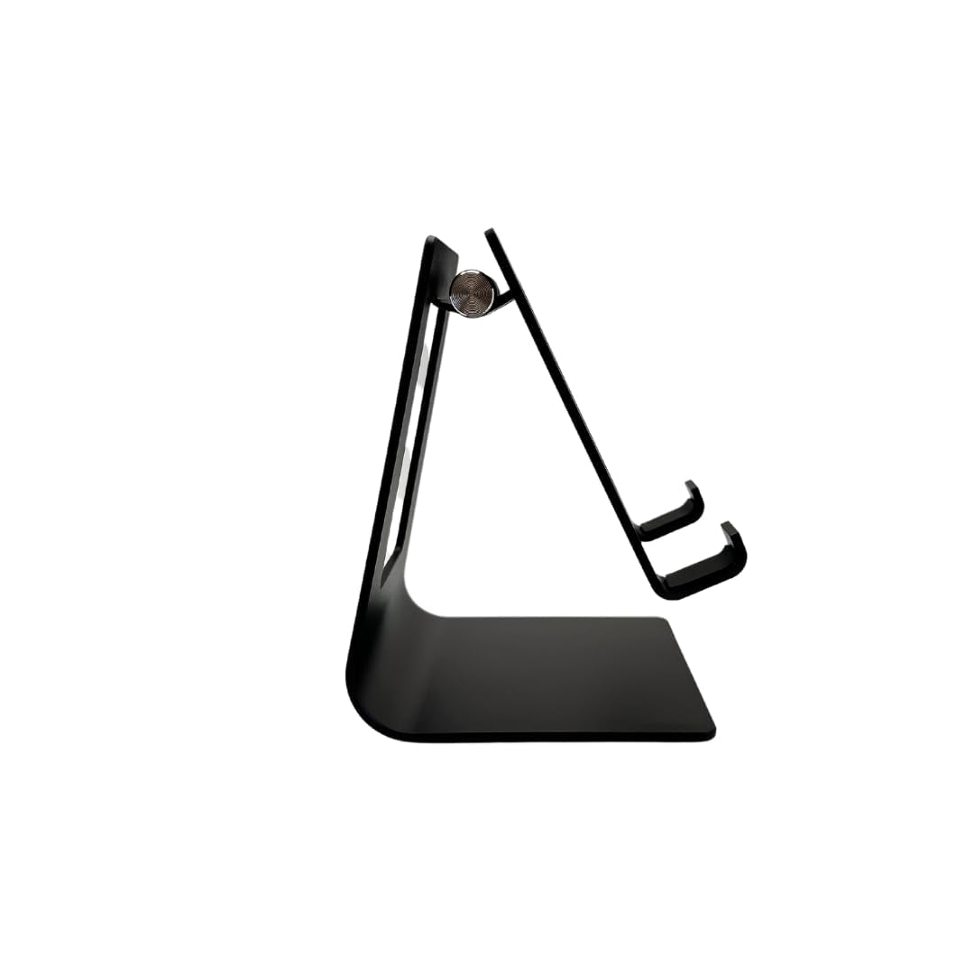 Soporte de teléfono negro para escritorio de oficina, ángulo ajustable, de metal, compatible con Loopycases, Popsockets, todos los soportes, Kindle, tabletas pequeñas, iPhone, Samsung, LG