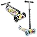 CAROMA Trottinette Enfant 3 Roues,pour 3-12 Ans Garçon et Fille,4 Hauteurs Réglables Patinette,Roues en PU Clignotantes Scooters,Pliable Kick Scooter,Antidérapant Deck Trottinettes Classiques (Jaune)