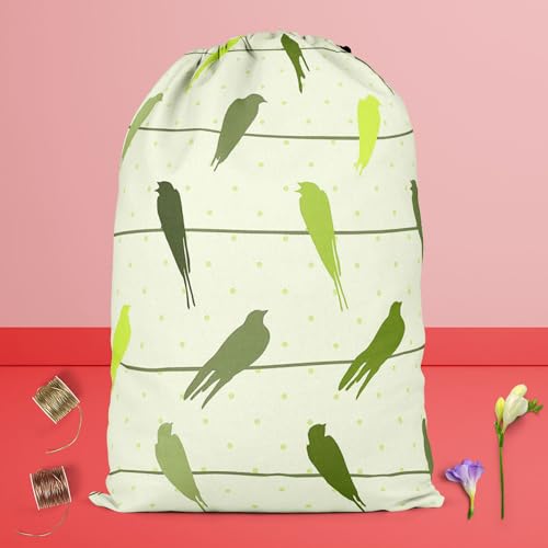 Image of ArtzFolio Colorful Birds On Wires | Reusable Sack Bag | Bag for Gym, Storage, Vegetable & Travel