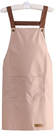 Miniatura 9 de Delantal de cocina para cocinar, delantal impermeable para hombre y mujer, resistente al aceite, con 2 bolsillos, delantal de chef