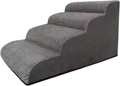Qfmr 犬 階段 犬用踏み台 ペット用品 ペット用ステップ 取り外し可能 洗えるカバー 防止 滑り止め 高密度フオーム 心地よい 快適なはしご ペット用階段 ソファ ハイベッド カウチ 小型犬 猫用, グレー 3層 (72*40*40,ダークグレー)