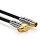 deleyCON 1,5m 4K TV Antennenkabel Koaxialkabel - 4K Ultra-HD Full HD HDTV - 1x IEC-Stecker 90° Gewinkelt zu IEC-Buchse Gerade - TV Radio DVB-T2 Metallstecker - Schwarz
