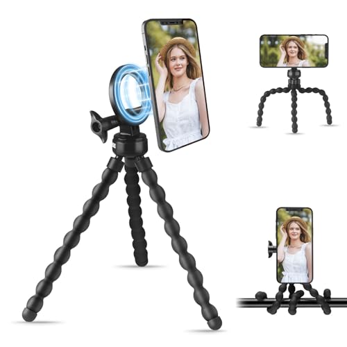 PIOENIMAGE Magnetic Flexible Tripod for iPhone, Mini Octopus Tripod Mount,