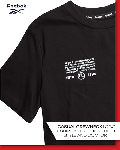 Reebok Boys' Short Sleeve Tee Shirt - Casual Performance Cotton Crew Neck Logo Graphic Tees for Boys (Sizes: 4-20)4