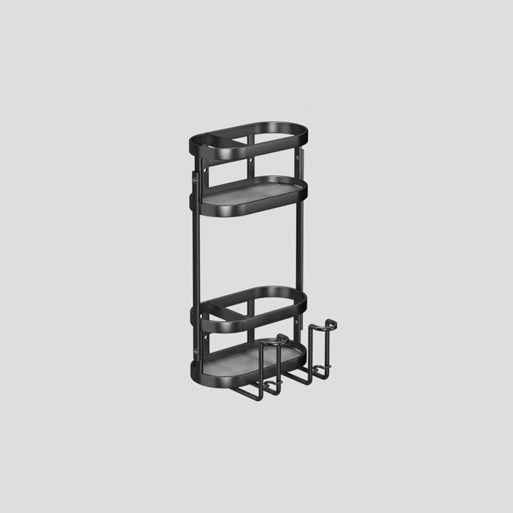 Porta Cepillo de Dientes Soporte de Pared for cepillos de Dientes de Doble Capa, Estante de Almacenamiento Multifuncional Negro, Soporte Vertical for cepillos de Dientes sin perforación (Size : S15cm