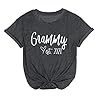 Grammy Est. 2021 T-Shirt Women Letter Print Funny Tee Shirts Short Sleeve Casual Tops Dark Grey