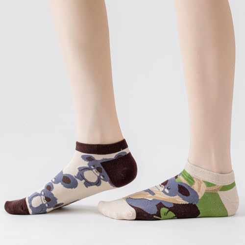 2 Pairs Funny Cartoon Animal Print Cotton Ankle Socks for Women Teens3