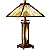 Capulina Tiffany Style Table Lamp 3-Light 15X15X26 Inches Mission Amber Brown Style Wood Base Desk Lamp with Night Light Decor for Living Room Bedroom Home Office