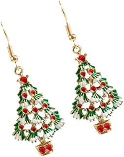 NUOBESTY 1 Pair of Christmas Tree Earrings Christmas Earrings for Women Handmade Christmas Tree Drop Dangle Earrings