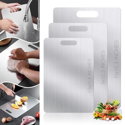 Opiniones y reviews de Tabla para picar los 10 mejores. 49 ZYJXLY Juego de 3 Tablas de Picar para Cocina,Tablas para Picar Cocina de Acero Inoxidable 304, Tabla De Cortar Acero Inoxidable,Titanium Cutting Board,Resistente, Fácil de...