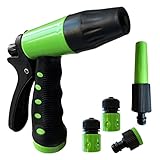 LIVIANO Y ERGONOMICO: La Pistola de jardín ha sido creada ergonómicamente para facilitar su uso y esfuerzo, y así evitar cualquier tipo de cansancio en tiempos prolongados. Su mango de goma suave hace que sea cómodo de manejar y no generé ningún tipo de cansancio en la muñeca después de su uso.
