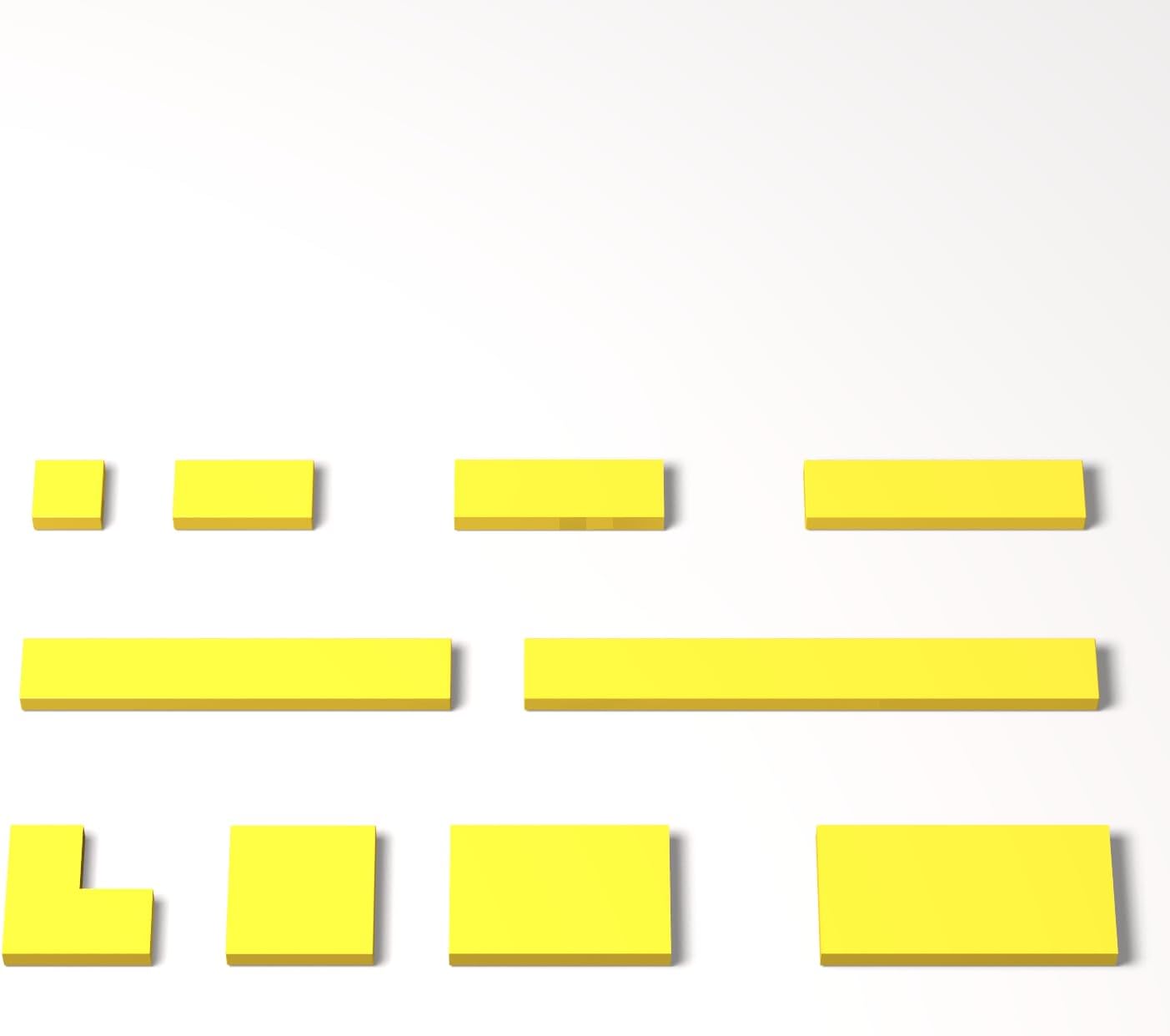 100 Piece Yellow Building Tiles Bulk Assortment Pack, Tiles Accessories for Building with 10 Size, Compatible with Lego Parts and Pieces